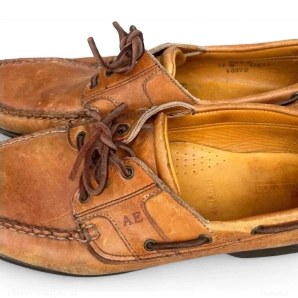 Allen Edmonds Key Largo Deck Boat Shoes Men 12B Brown Leather Vibram Moc Toe USA